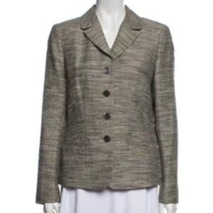 Lafayette 148 Pattern Long Slv Jacket Neutrals 2 Shades Tan Blk Sz 6 #347